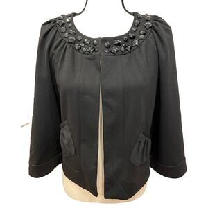 Women's FOCUS Lifestyle Black Blazer Jeweled Neckline and Pockets Size 8